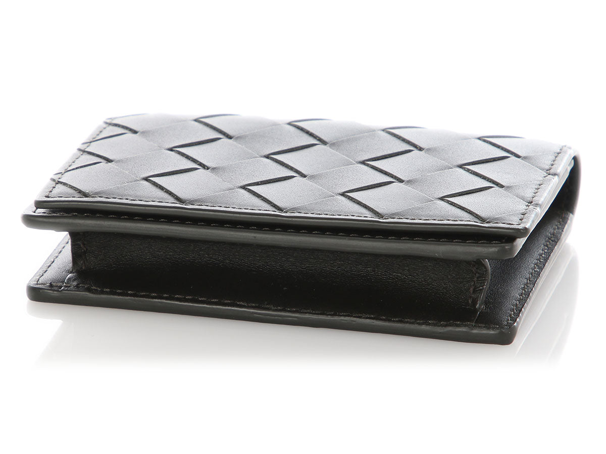 Bottega Veneta★素敵!Intercciato Leather Card Case Bottega Veneta Black Intrecciato Business Card Case