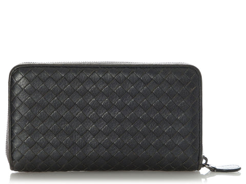 Bottega Veneta Anthracite Zip Around Continental Wallet