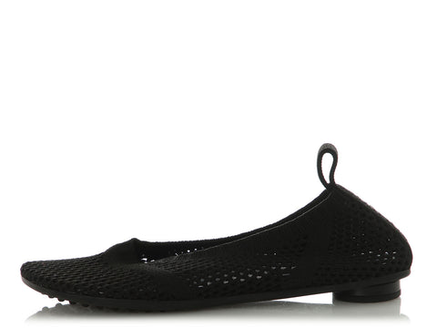 Bottega Veneta Black Atomic Mesh Ballerina Flats