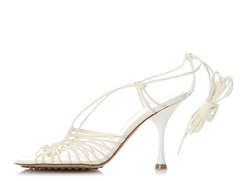 Bottega Veneta White Dot Lace-Up Sandals