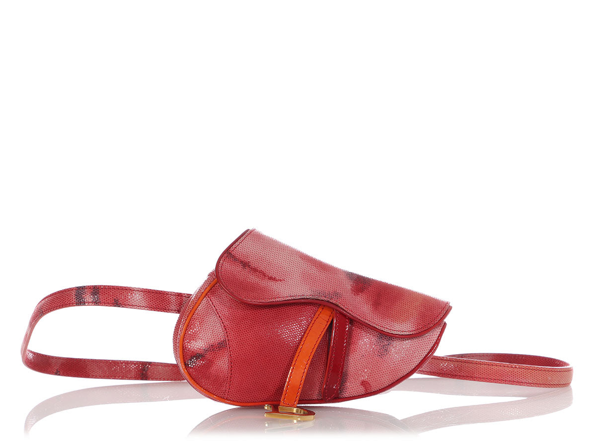 Christian Dior Red Smooth Leather Mini Saddle Bag