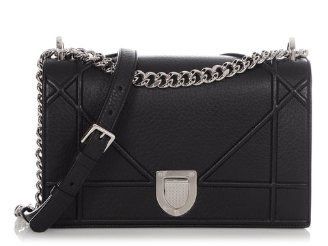 Dior Medium Black Grained Calfskin Diorama