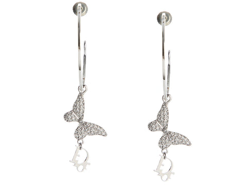 Dior Butterfly Monogram Hoop Earrings