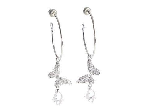 Dior Butterfly Monogram Hoop Earrings