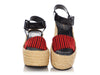 Céline Red Fabric and Black Patent Espadrille Sandals