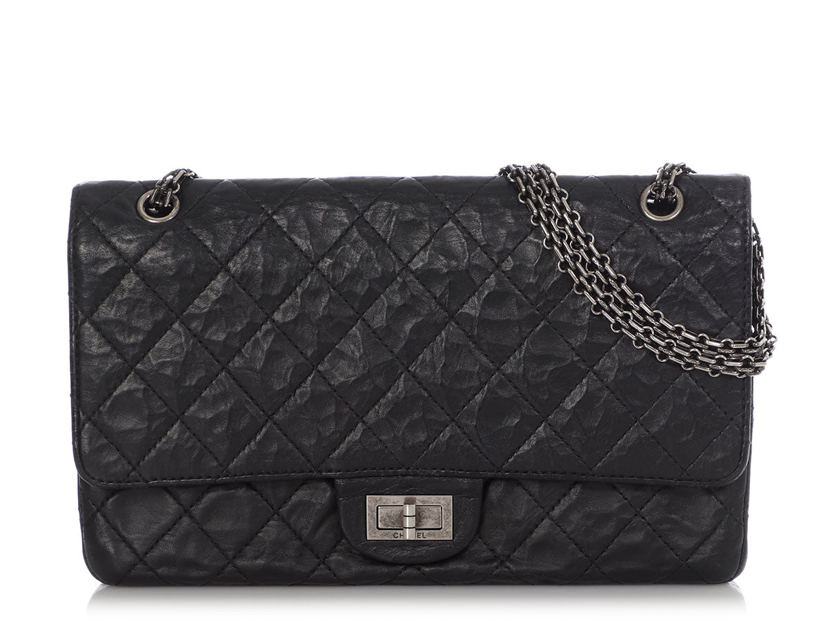 Chanel Black 2.55 Reissue 227 Quilted Classic Calfskin Leather