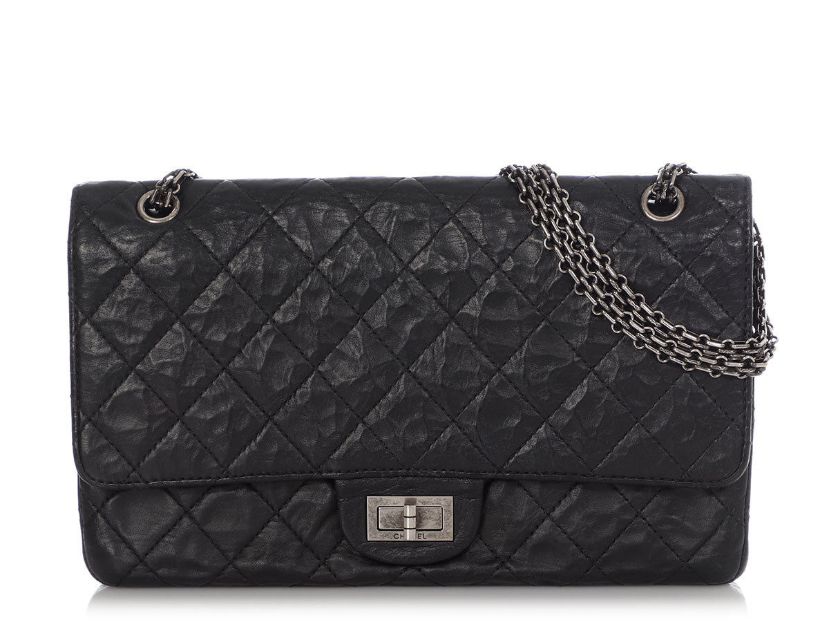 Chanel Black Quilted Distressed Calfskin 2.55 Reissue 227