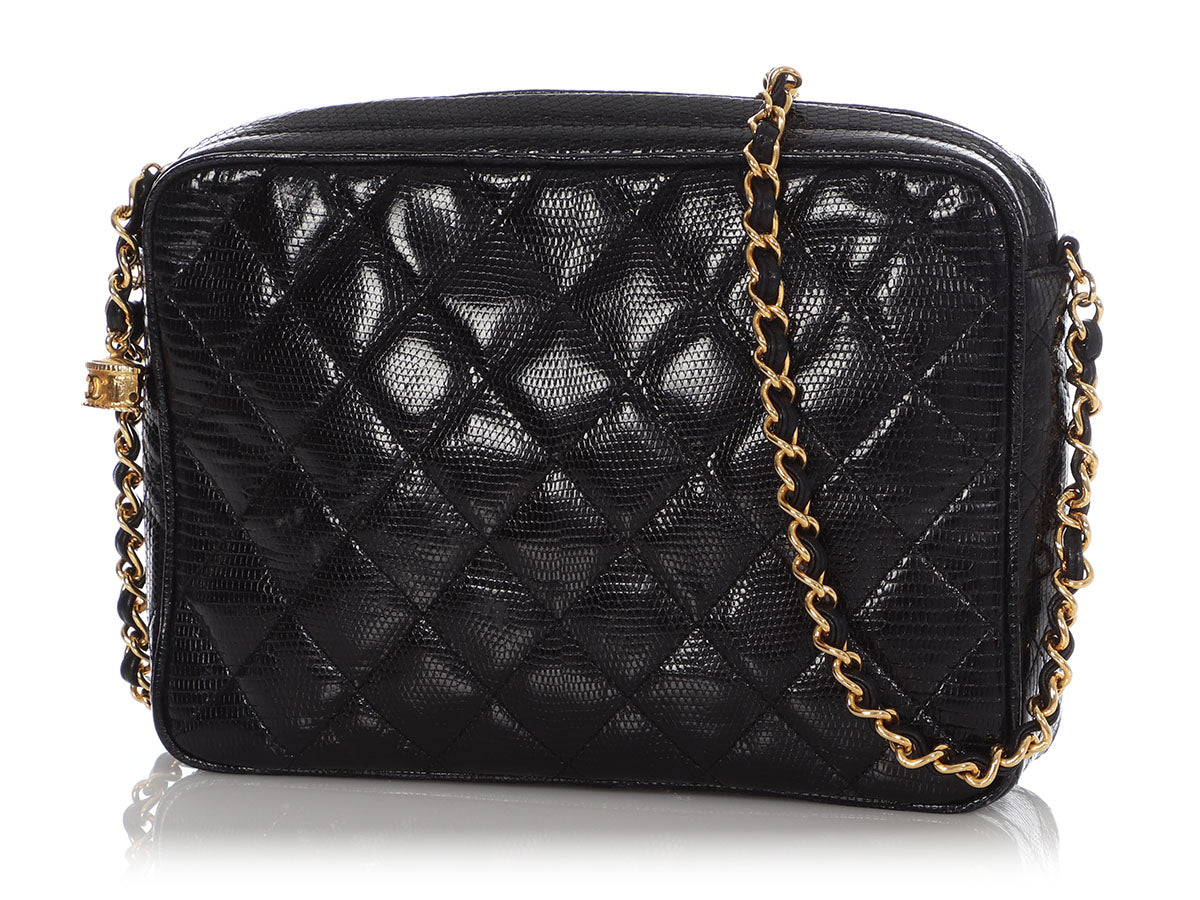 Chanel Black Quilted Lizard Pocket Camera Bag Medium Q6BAMQ1MK7003