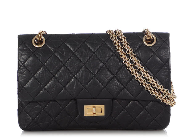 Chanel Black Quilted Distressed Lambskin 2.55 Anniversary