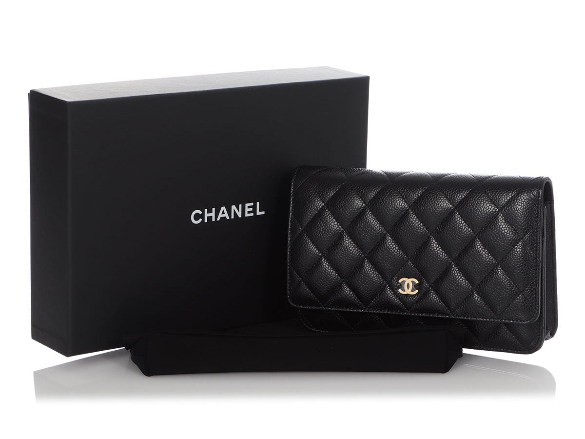 Chanel Black Quilted Caviar Wallet on Chain Woc by Ann's Fabulous Finds