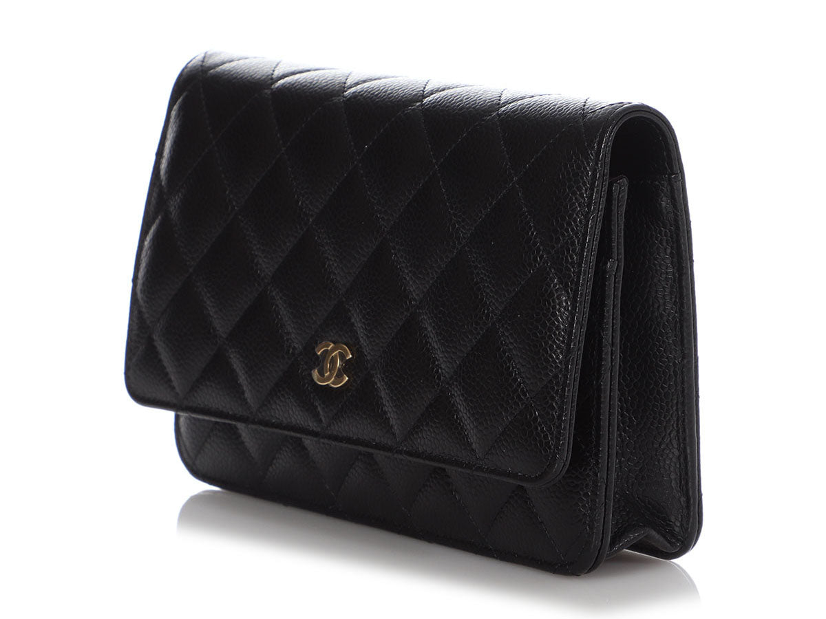 CHANEL Black Classic Wallet On Chain WOC Shoulder Bag Crossbody