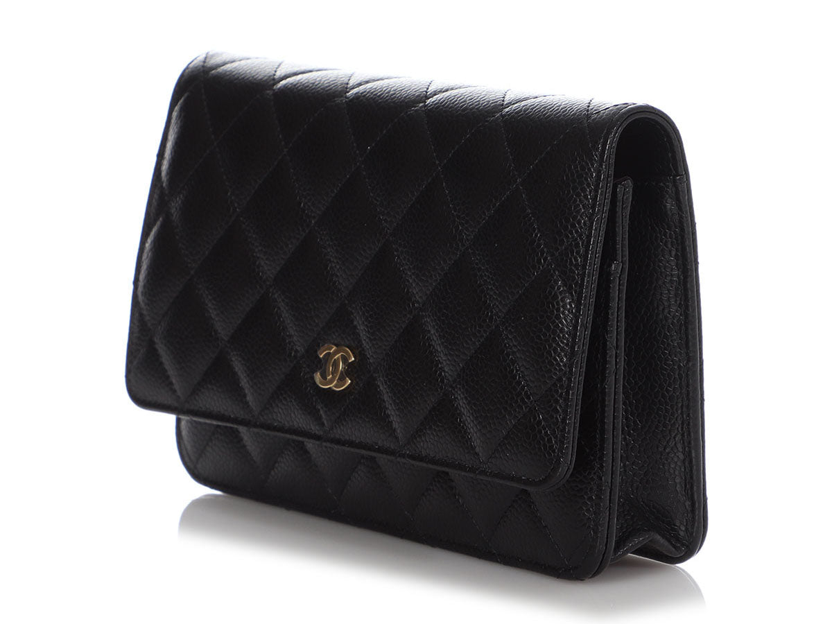 chanel wallet on chain quilted black bag