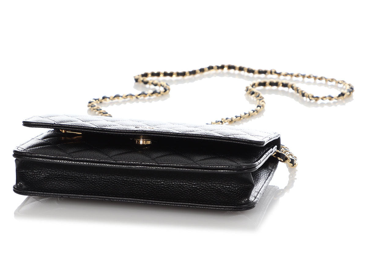 Chanel Black Quilted Caviar Wallet on Chain WOC