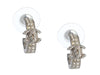 Chanel Logo Crystal Hoop Pierced Earrings