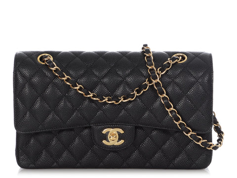 Chanel Medium/Large Black Quilted Caviar Classic Double Flap