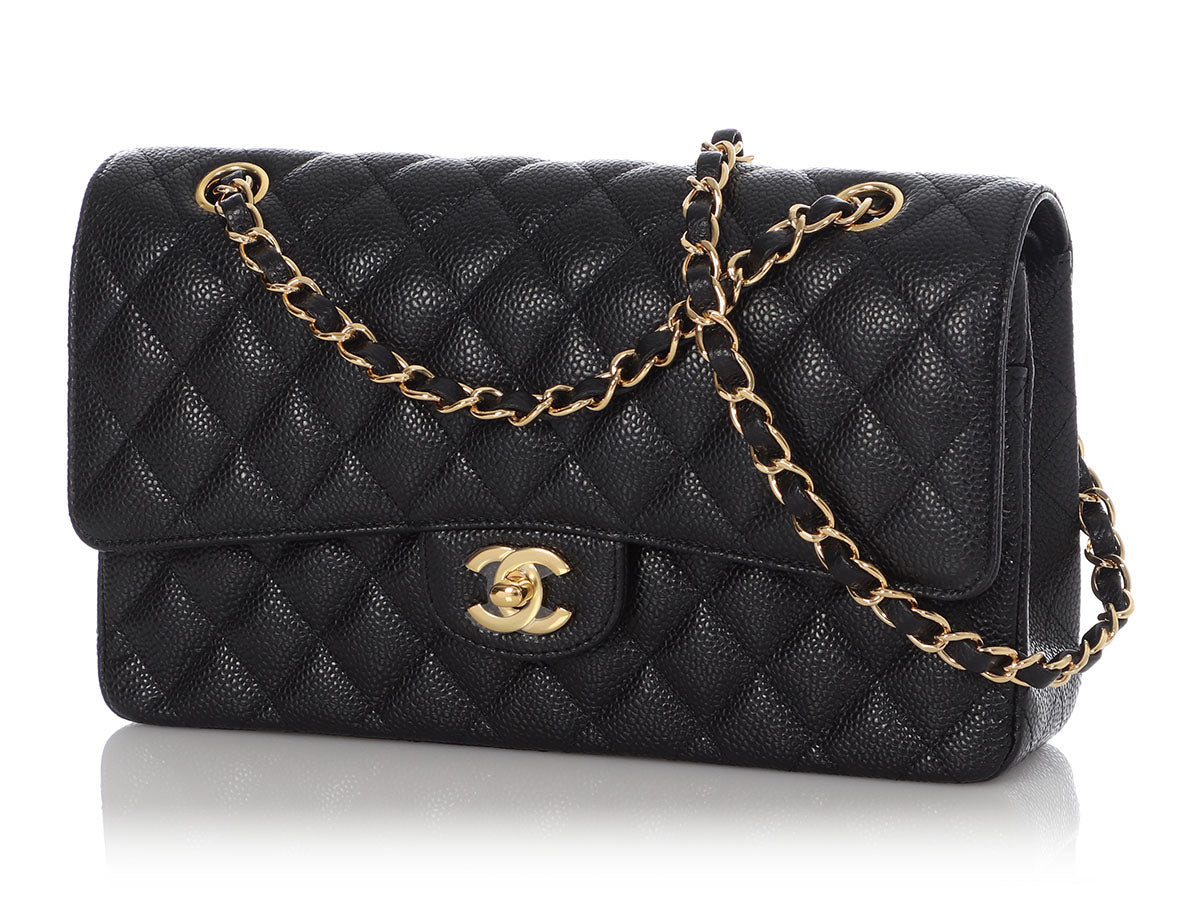 CHANEL Caviar Quilted Medium Double Flap Black 216005