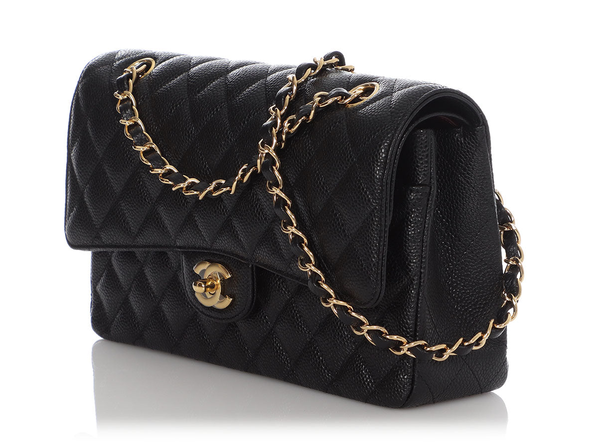 Chanel Black Part-Quilted Caviar Shoulder Bag by Ann's Fabulous Finds