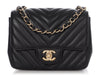 Chanel Mini Black Chevron-Quilted Lambskin Classic