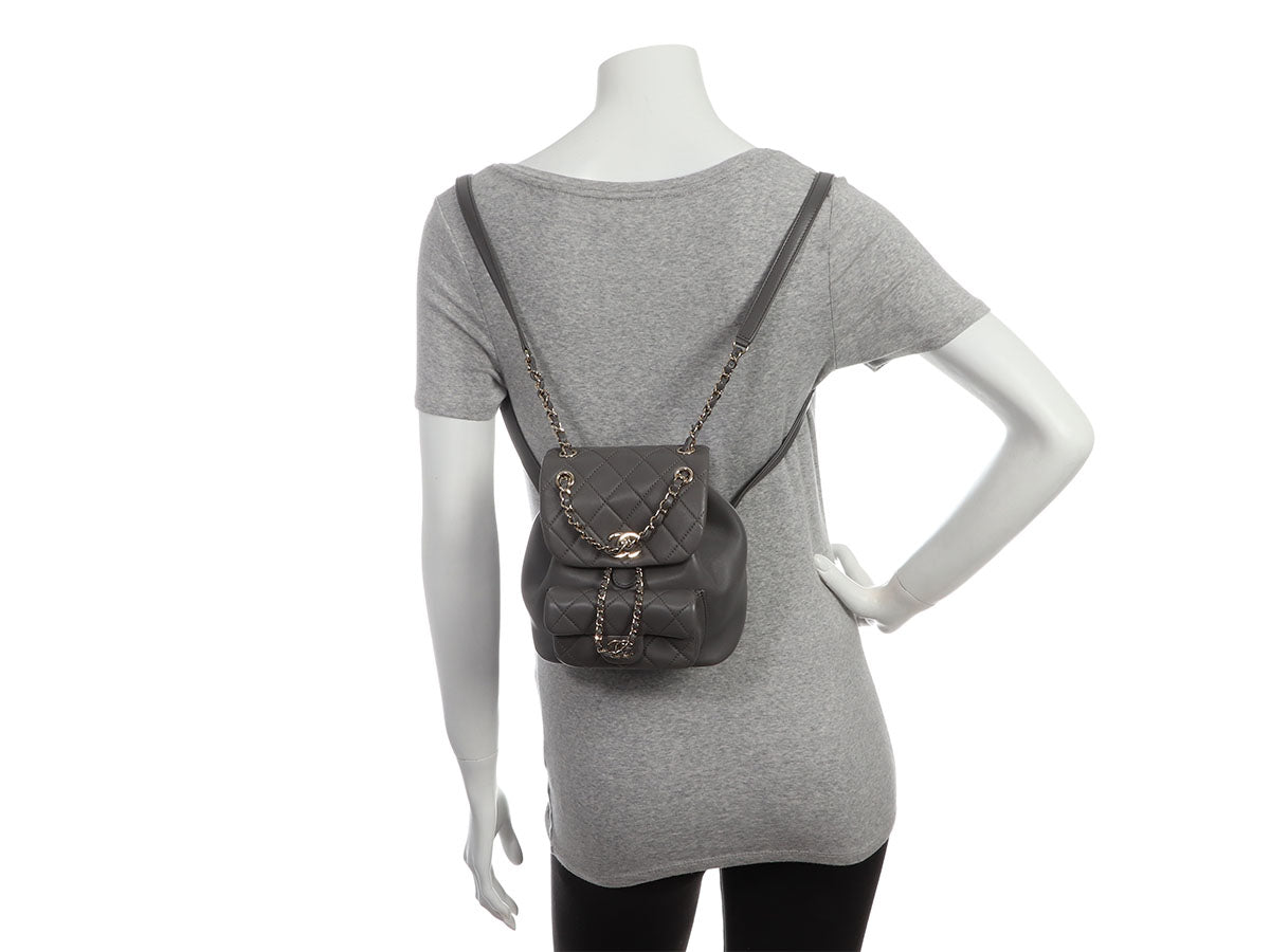 chanel duma backpack mini Chanel Gray Part-Quilted Lambskin Mini Duma Backpack