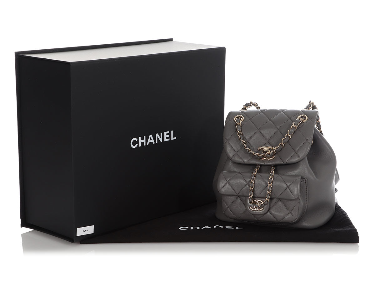 SASOM  bags Chanel Duma Small Backpack Lambskin Grey Gold