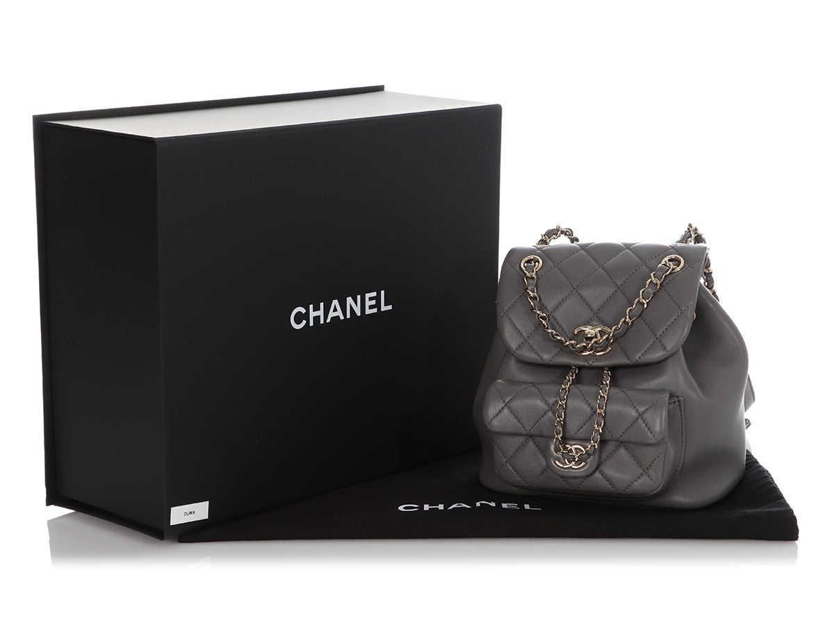 chanel duma mini backpack Chanel Gray Part-Quilted Lambskin Mini Duma Backpack