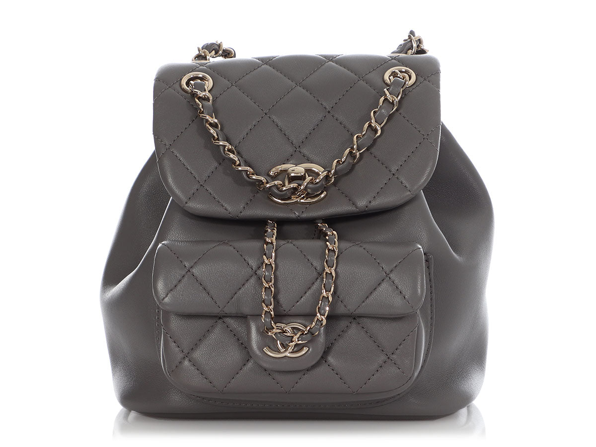 Chanel Business Affinity Flap Bag Quilted Caviar Mini Gray