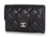 Chanel Black Quilted Caviar Flap Card Holder