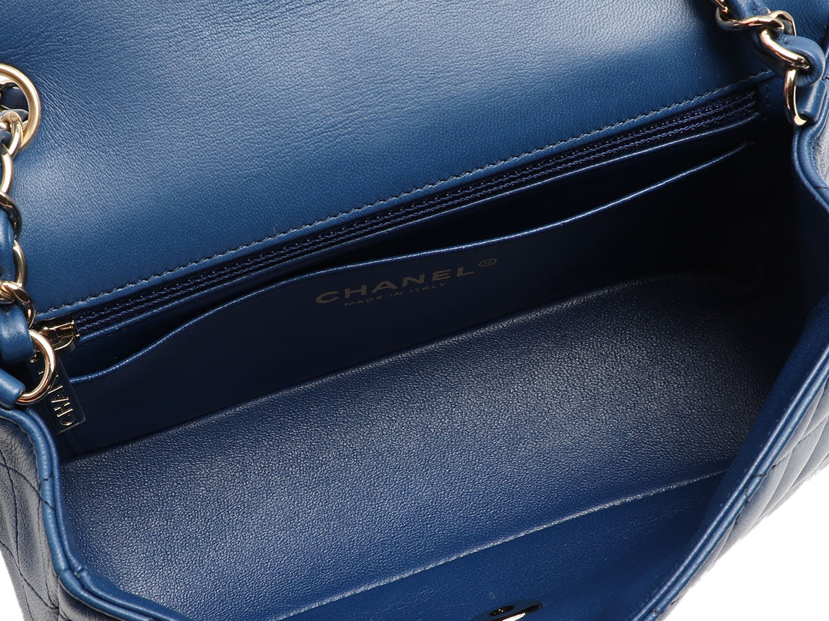 CHANEL, Bags, 2k Chanel Classic Mini Flap Bag Iridescent Blue