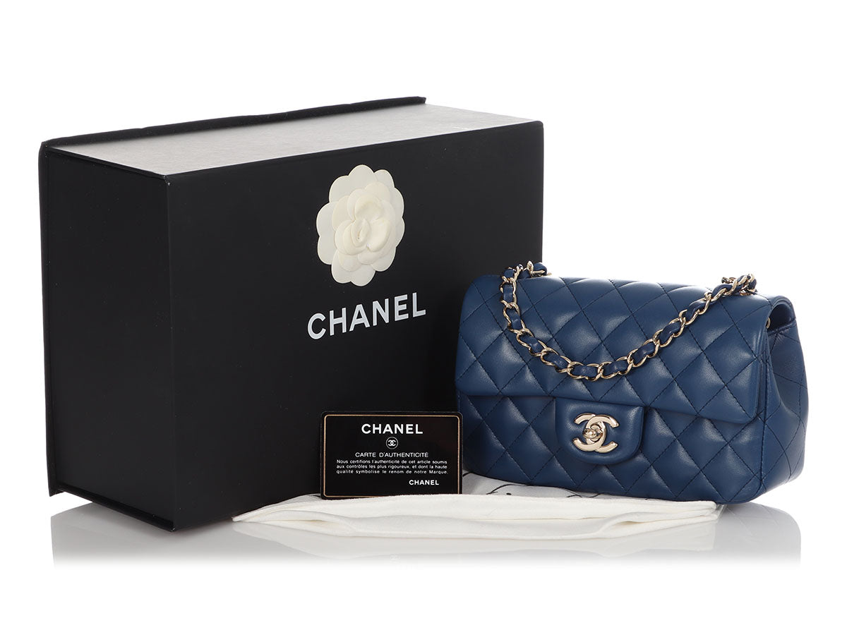 Chanel Mini Navy Blue Quilted Lambskin Rectangular Classic by Ann's Fabulous Finds