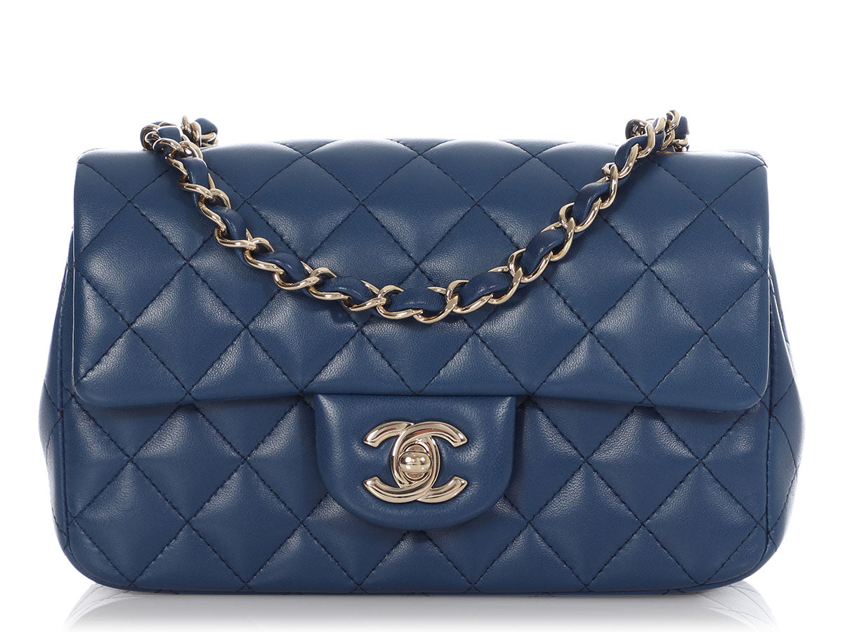 Chanel Classic Double Flap Bag Quilted Lambskin Small Blue 2258301