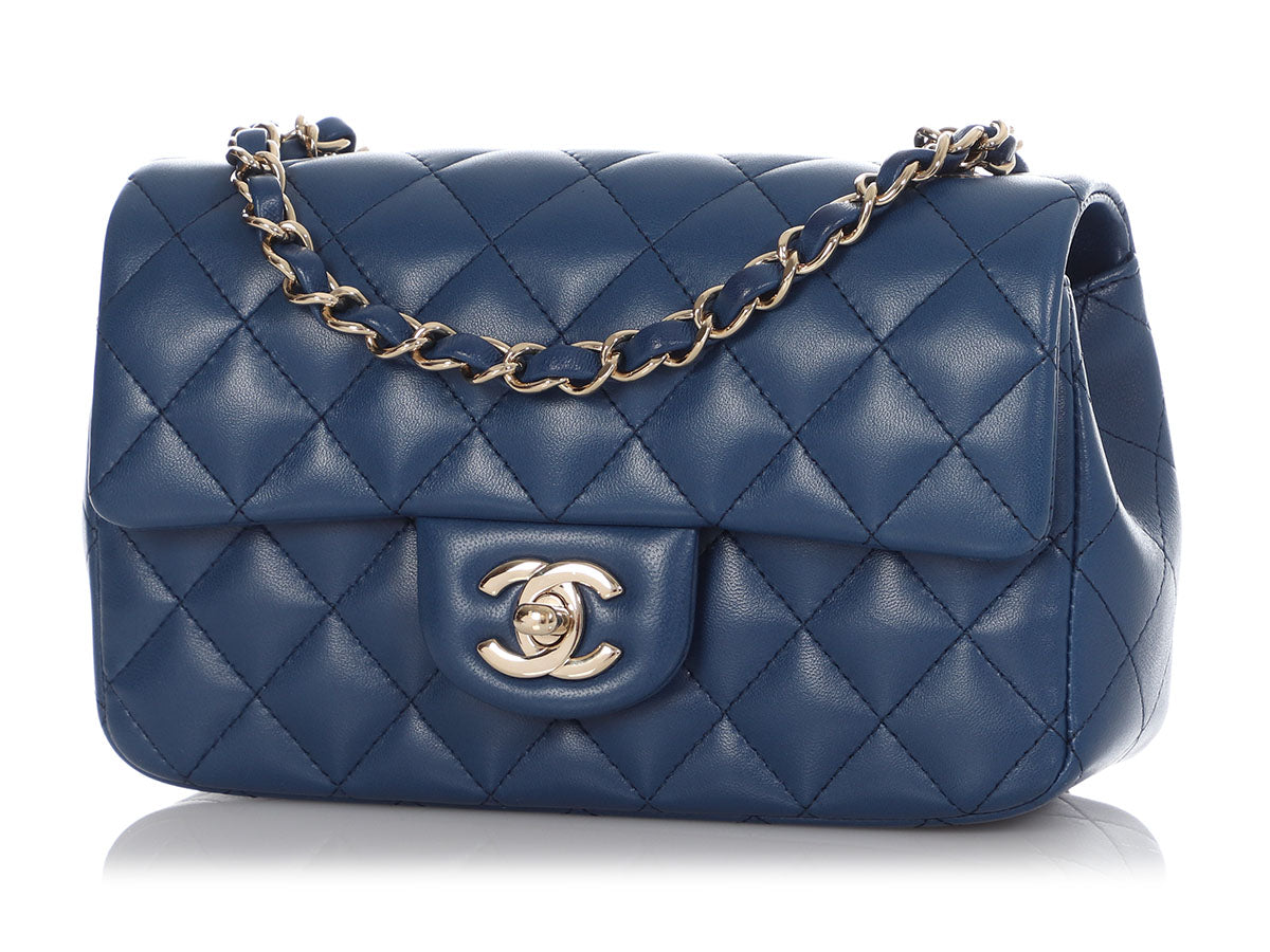 Chanel Navy Caviar Chevron Small Flap Bag