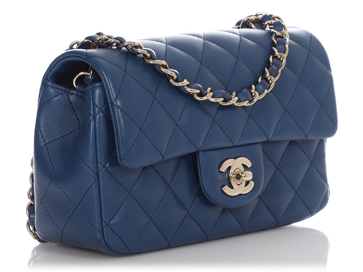 Chanel Mini Navy Blue Quilted Lambskin Rectangular Classic by Ann's Fabulous Finds