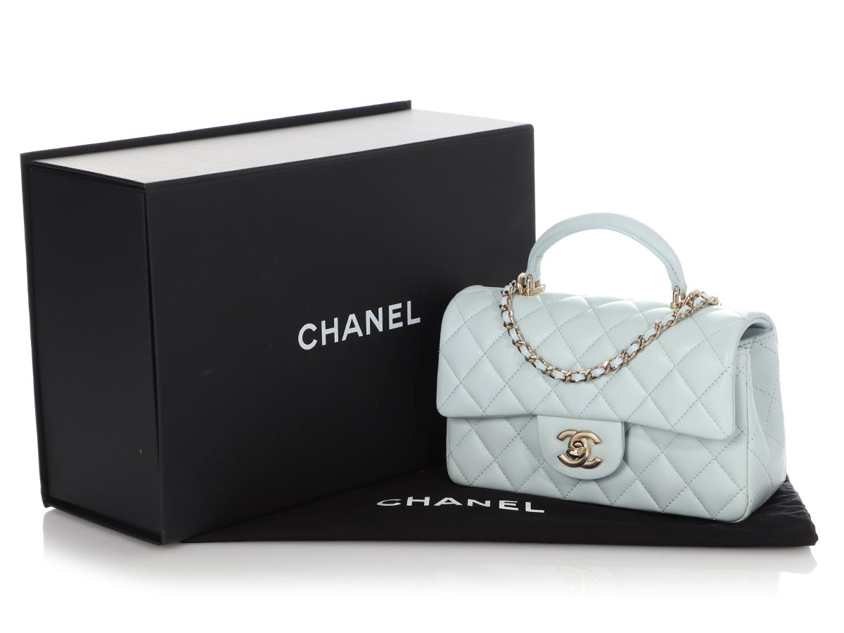 Chanel Mini Surpiqué Pochette - Blue Mini Bags, Handbags - CHA484115