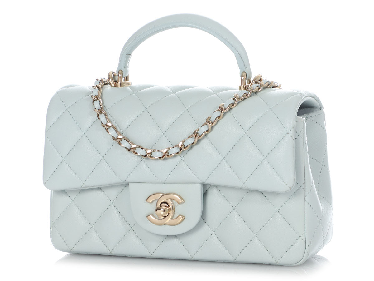 Chanel Pale Blue Quilted Lambskin In The Loop Top Handle Mini Flap Bag –  STYLISHTOP