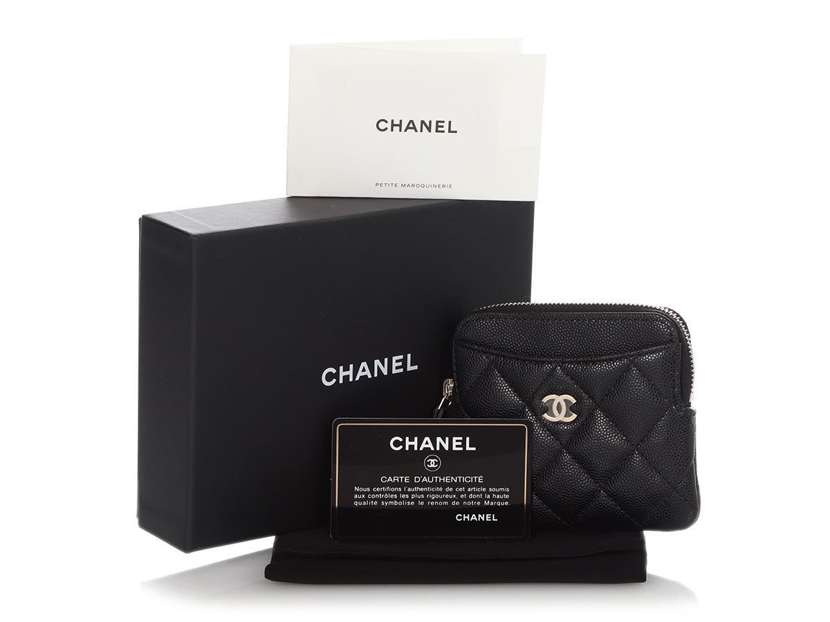 Chanel Black Quilted Caviar Zipped Coin Purse