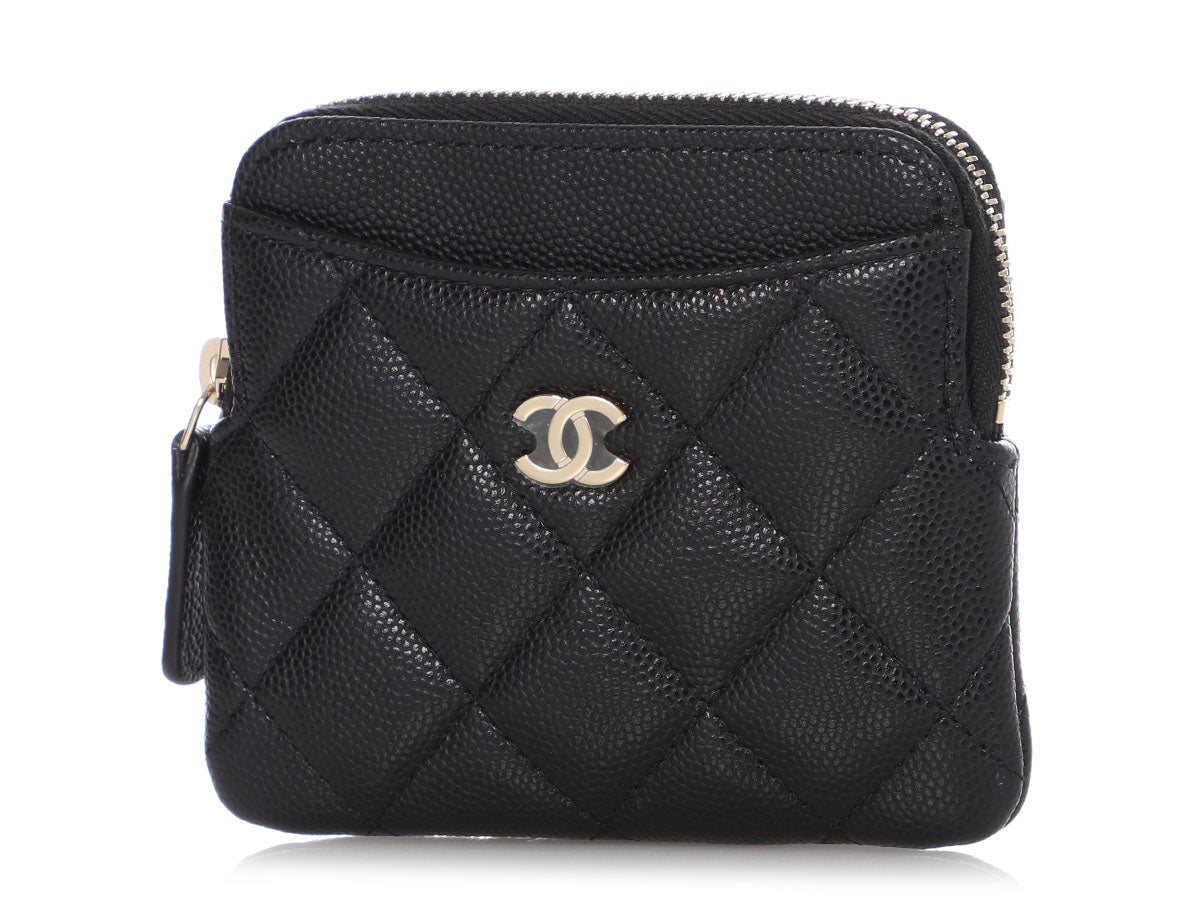 Chanel Zipper Pouch Chanel White Caviar Leather Mini O-Case Zip