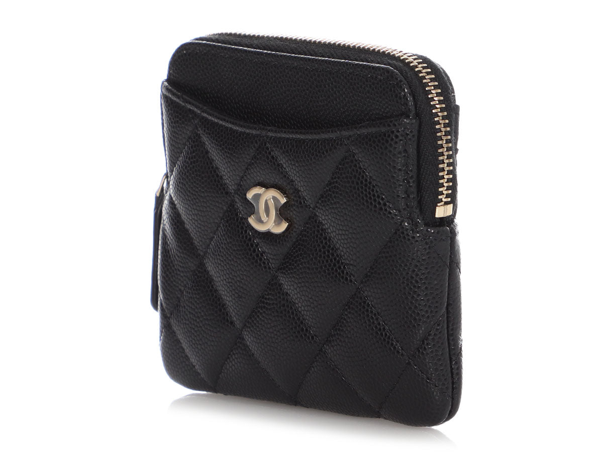 Chanel Blue Quilted Caviar Leather Classic Zipped Coin Purse Chanel