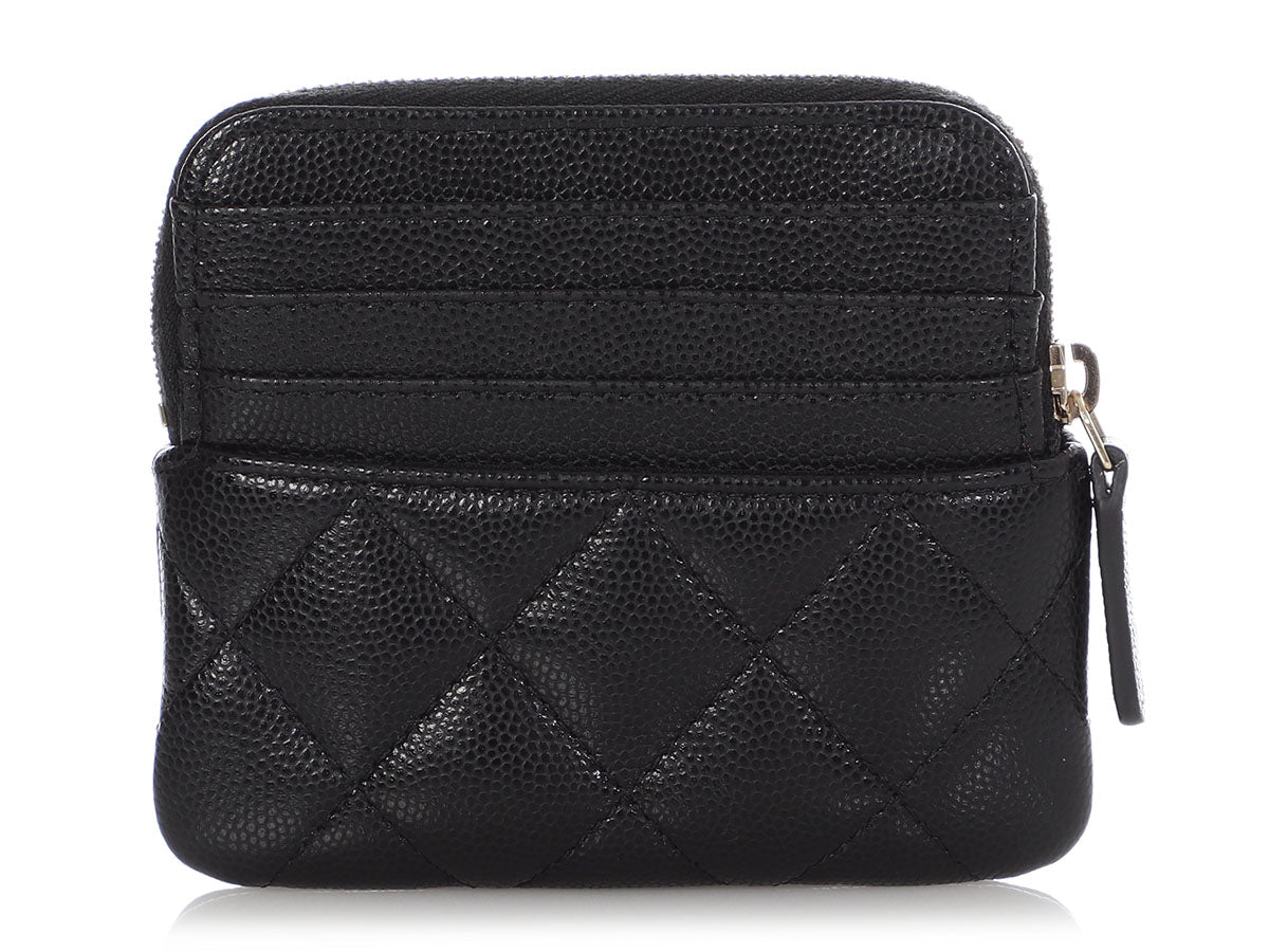 Chanel Black Quilted Caviar Zipped Coin Purse by Ann's Fabulous Finds