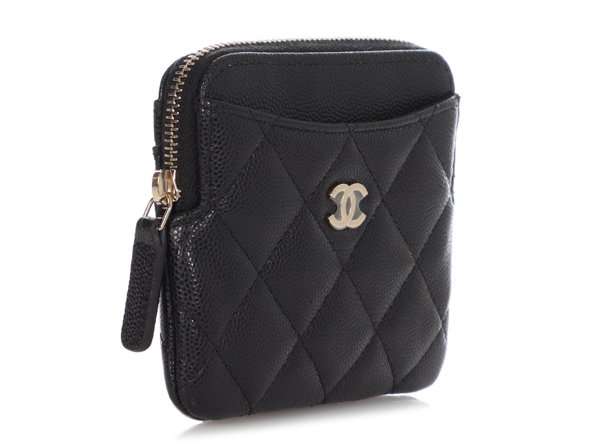 Chanel Black Quilted Caviar Zipped Coin Purse