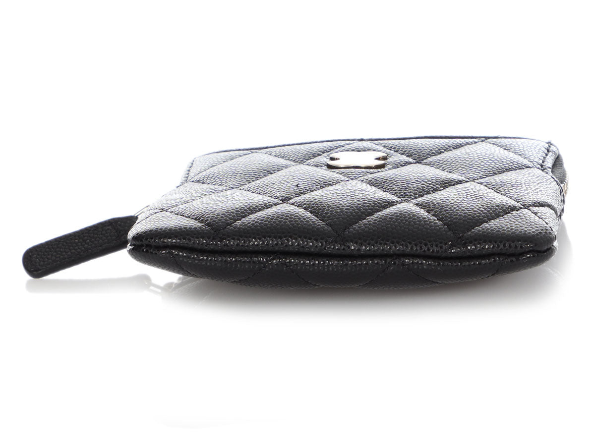 CHANEL Caviar Quilted Zip Coin Purse Black 1292709