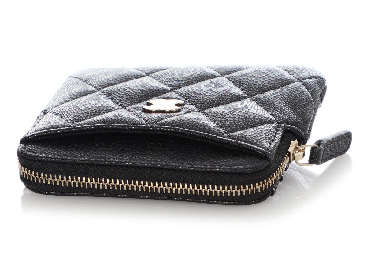 CHANEL Caviar Quilted Zip Coin Purse Black 1282809