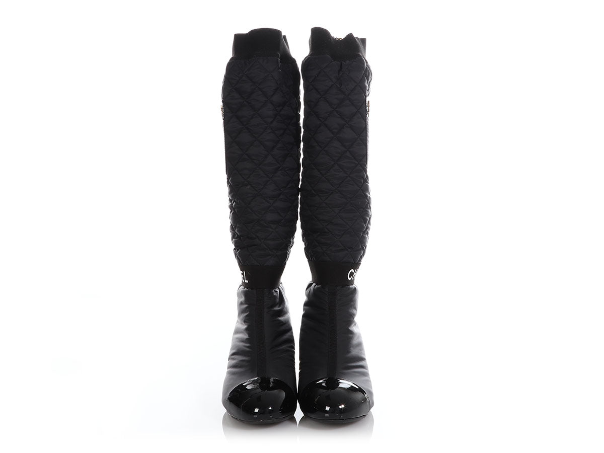 Chanel Black Capped Toe and Pearl Combat Boots - Ann's Fabulous Closeouts