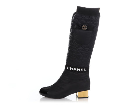 Chanel 2021 Black Quilted Nylon Convertible Boots