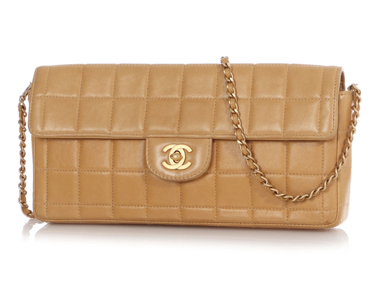 Chanel Chocolate Bar Flap Bag Quilted Lambskin East West at 1stDibs