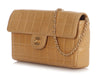 Chanel Beige Chocolate Bar-Quilted Lambskin East-West Flap