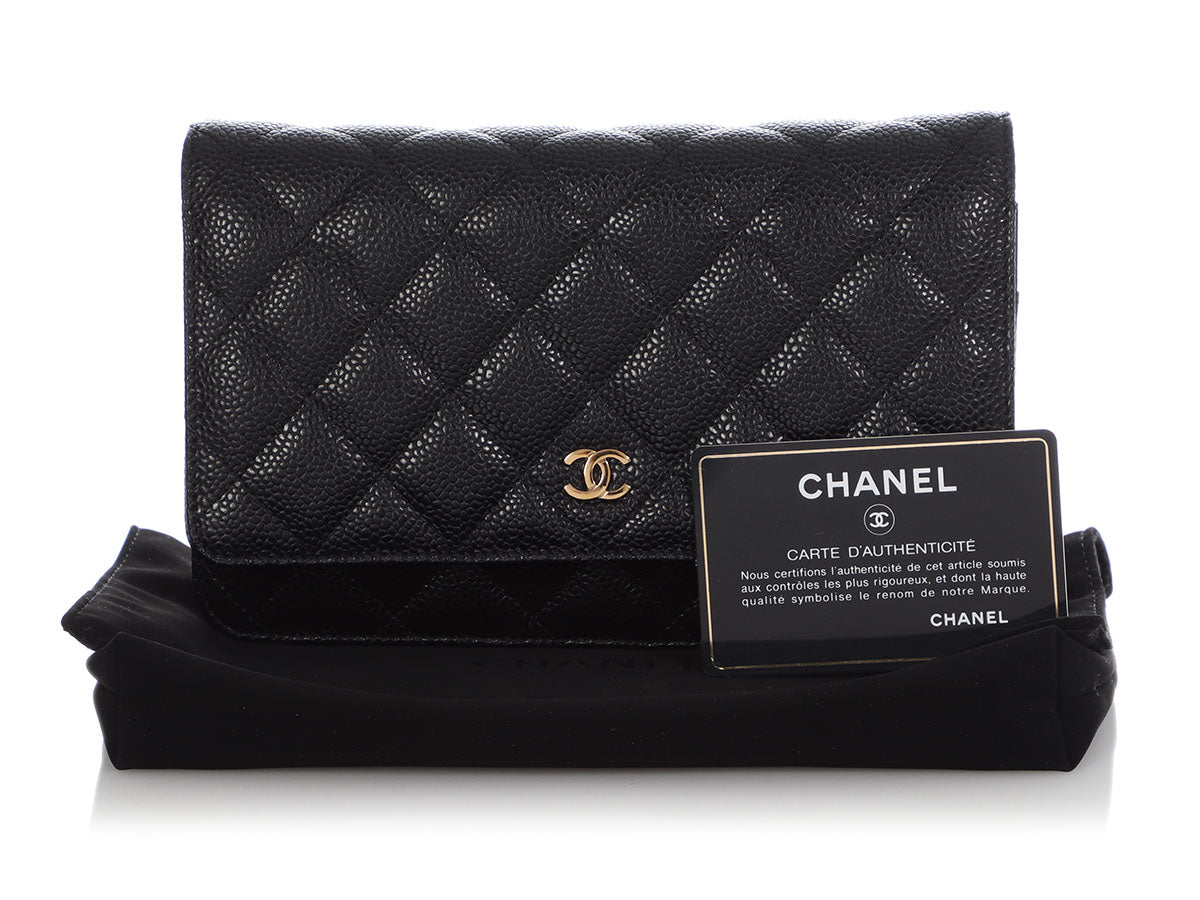 Chanel Black Quilted Caviar Wallet on Chain Woc by Ann's Fabulous Finds