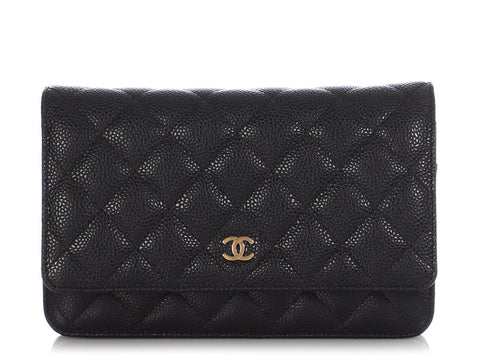 Chanel Black Quilted Caviar Wallet on Chain Woc by Ann's Fabulous Finds