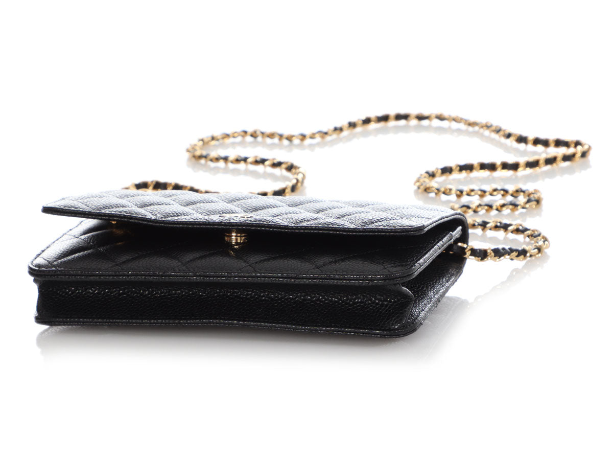 Chanel Black Quilted Caviar Wallet on Chain Woc by Ann's Fabulous Finds