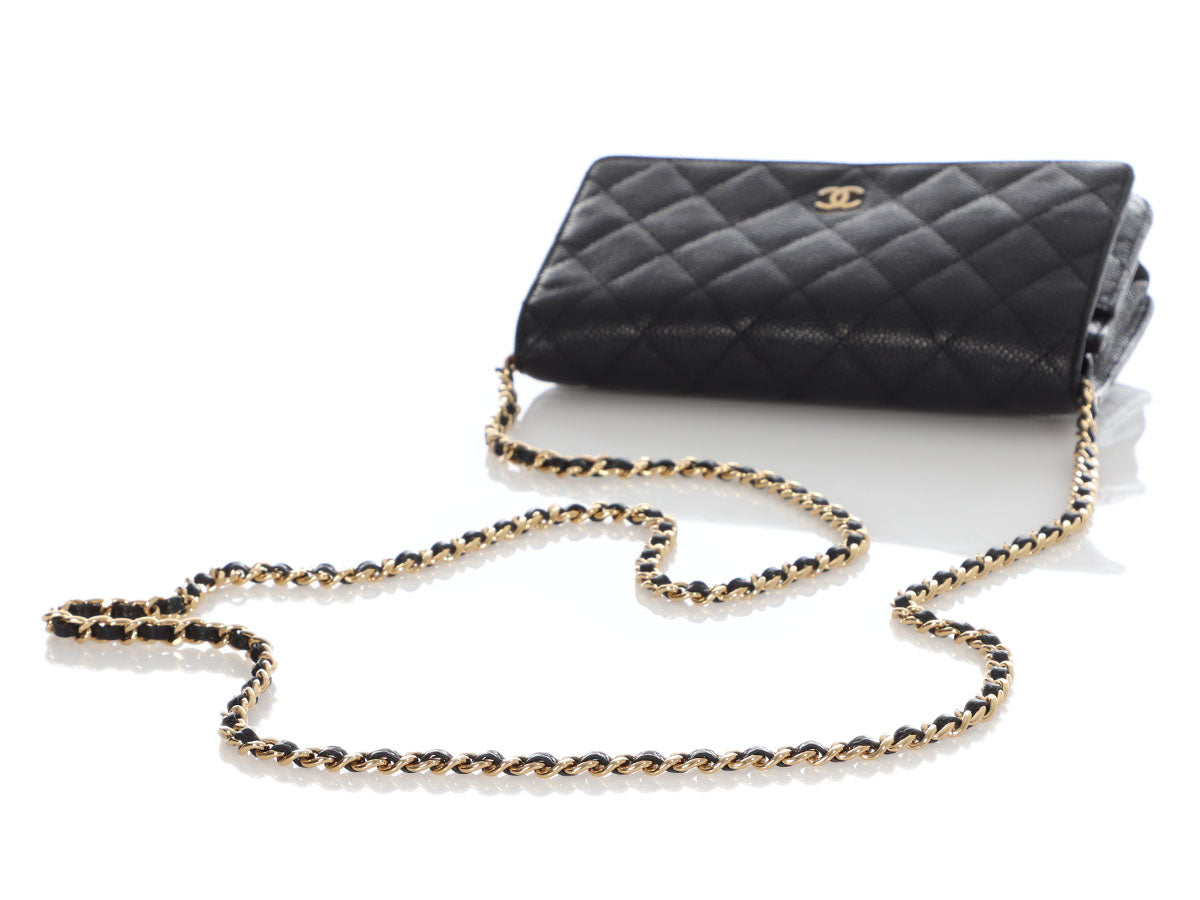 CHANEL Caviar Quilted Wallet On Chain WOC Black 1200881