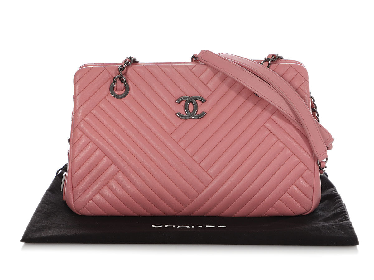 CHANEL Chevron Jumbo Leather Pink Fuchsia